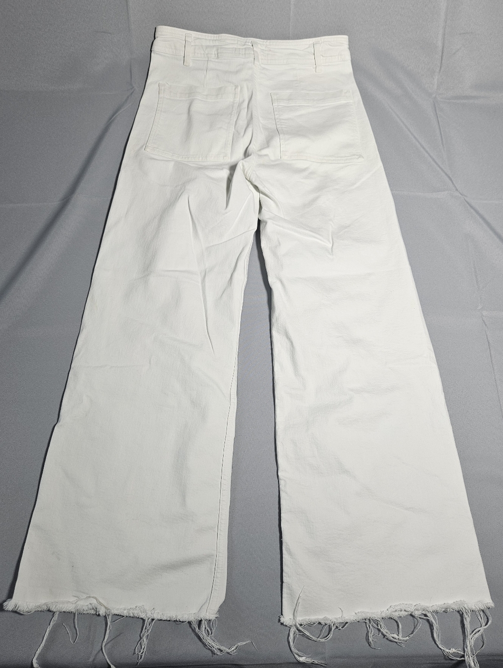 ZARA The Marine Straight High Rise Wide Leg Jeans White Coastal Nautical Size 8 - Picture 8 of 8